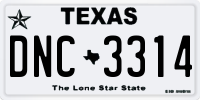 TX license plate DNC3314