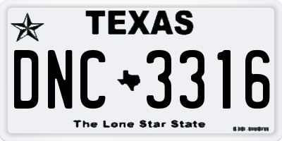 TX license plate DNC3316