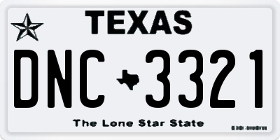 TX license plate DNC3321