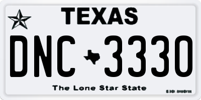 TX license plate DNC3330