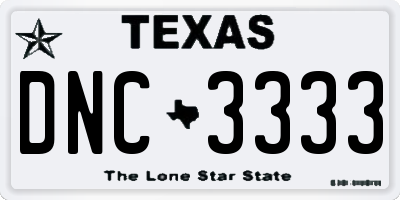 TX license plate DNC3333