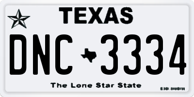 TX license plate DNC3334