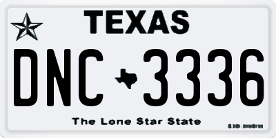 TX license plate DNC3336