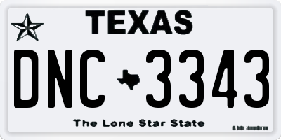 TX license plate DNC3343