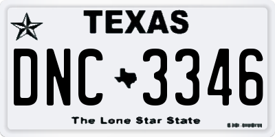 TX license plate DNC3346