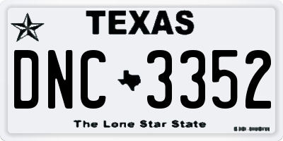 TX license plate DNC3352