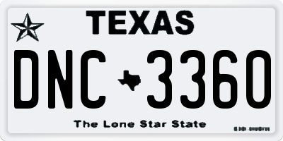 TX license plate DNC3360