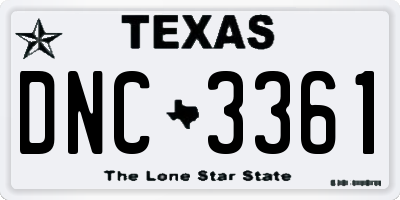 TX license plate DNC3361