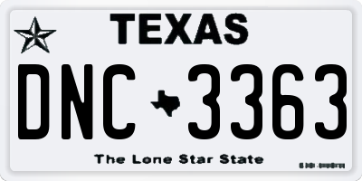 TX license plate DNC3363