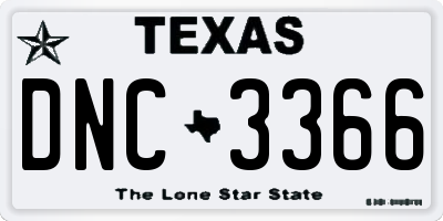 TX license plate DNC3366