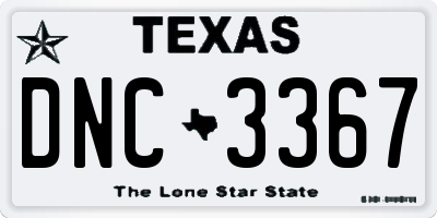 TX license plate DNC3367