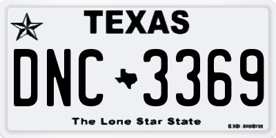 TX license plate DNC3369