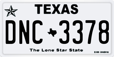 TX license plate DNC3378