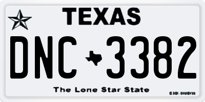 TX license plate DNC3382