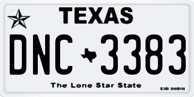 TX license plate DNC3383