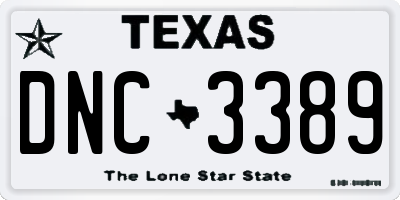 TX license plate DNC3389