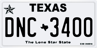 TX license plate DNC3400