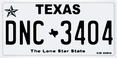 TX license plate DNC3404