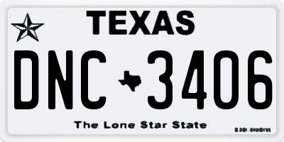 TX license plate DNC3406