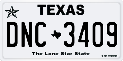 TX license plate DNC3409