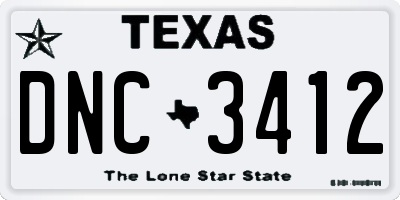 TX license plate DNC3412