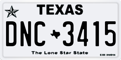 TX license plate DNC3415