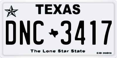 TX license plate DNC3417