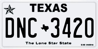 TX license plate DNC3420