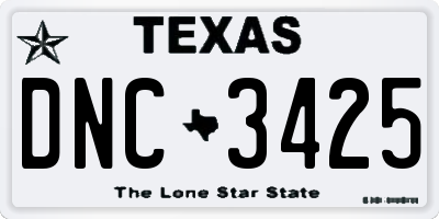 TX license plate DNC3425