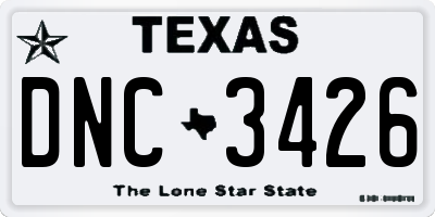 TX license plate DNC3426