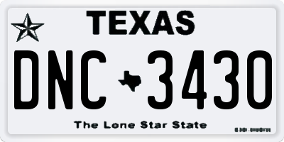 TX license plate DNC3430