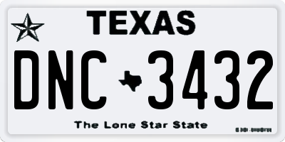 TX license plate DNC3432