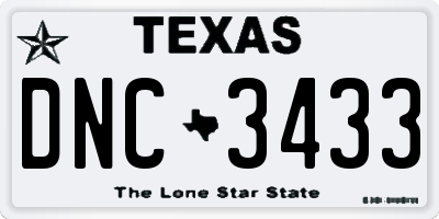 TX license plate DNC3433