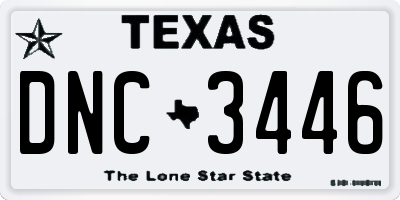 TX license plate DNC3446