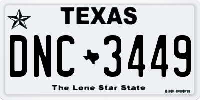 TX license plate DNC3449