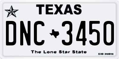 TX license plate DNC3450