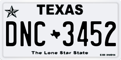 TX license plate DNC3452