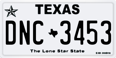 TX license plate DNC3453