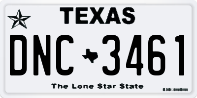 TX license plate DNC3461