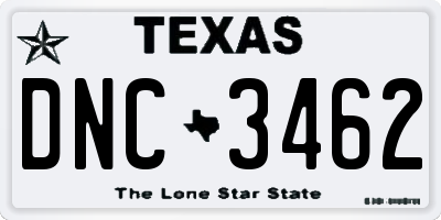 TX license plate DNC3462