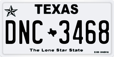 TX license plate DNC3468