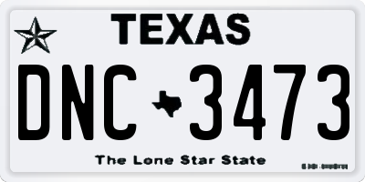 TX license plate DNC3473