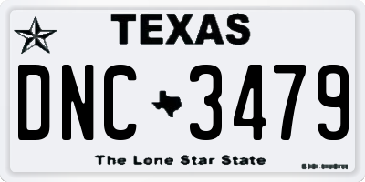 TX license plate DNC3479