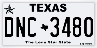 TX license plate DNC3480