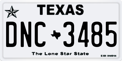 TX license plate DNC3485