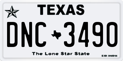 TX license plate DNC3490