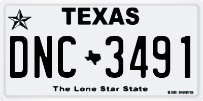 TX license plate DNC3491