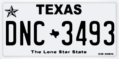 TX license plate DNC3493