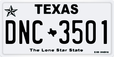 TX license plate DNC3501