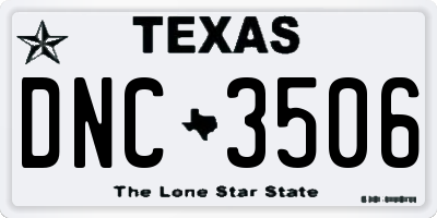 TX license plate DNC3506